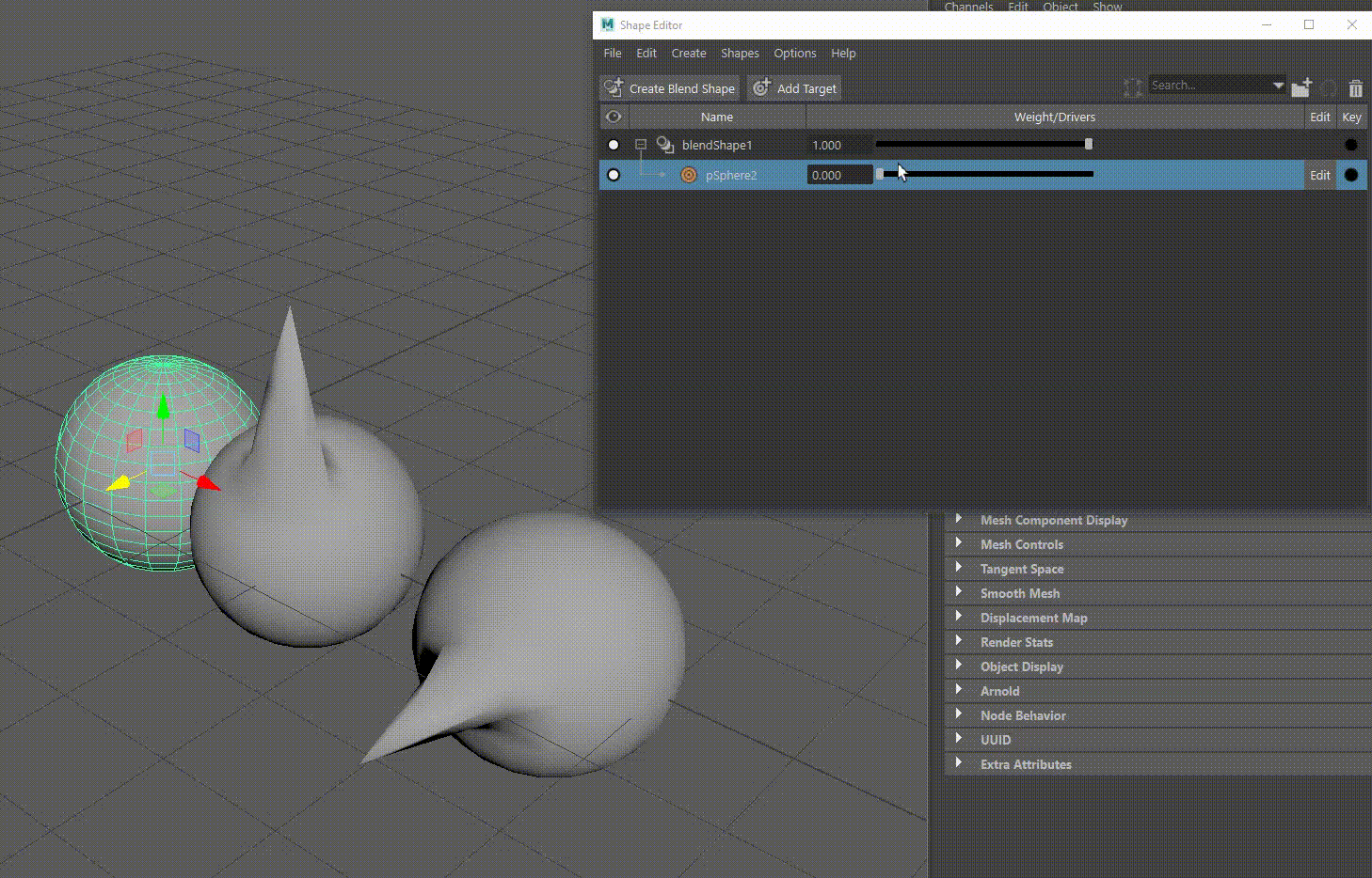 Blend Shapes applied to a sphere